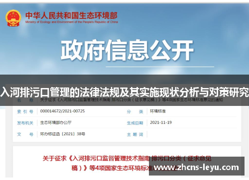 入河排污口管理的法律法规及其实施现状分析与对策研究