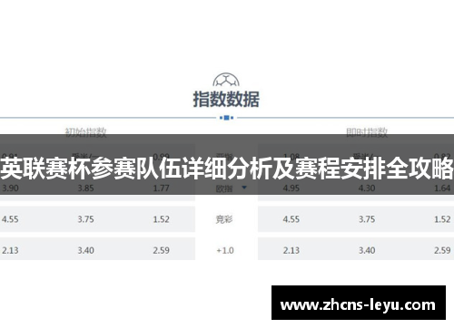 英联赛杯参赛队伍详细分析及赛程安排全攻略