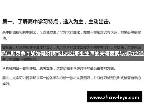 最佳新秀争夺战如何脱颖而出成就职业生涯的关键要素与成功之道